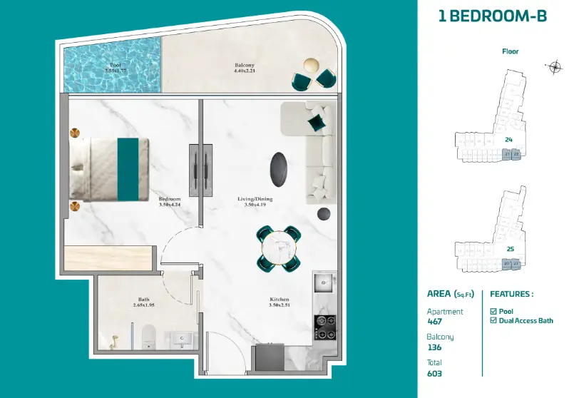 Breez by Danube 1 Bedroom B floor plan