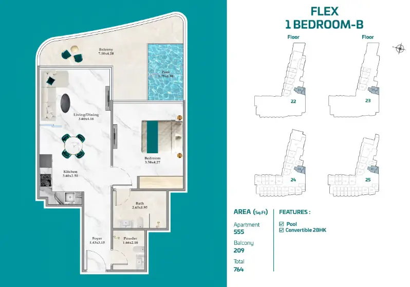Breez by Danube Flex 1 Bedroom B floor plan