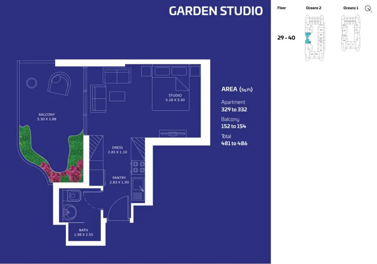 Oceanz by Danube Garden Studio floor plan