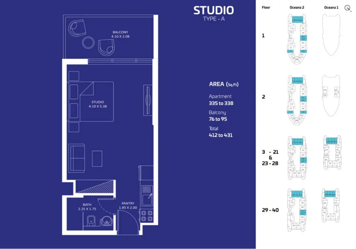 Oceanz by Danube Studio Type A floor plan