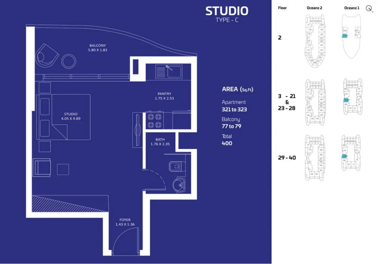 Oceanz by Danube Studio Type C floor plan