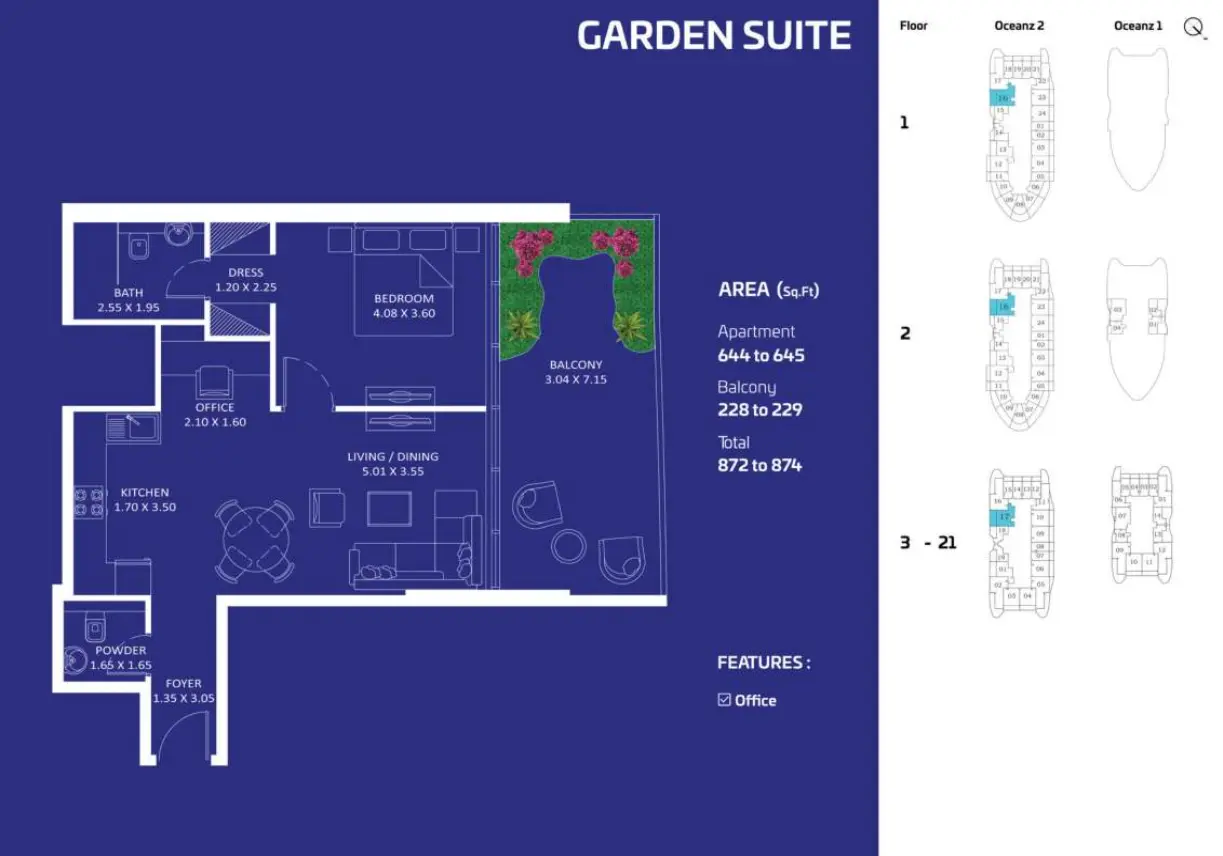 Oceanz by Danube Garden Suite floor plan