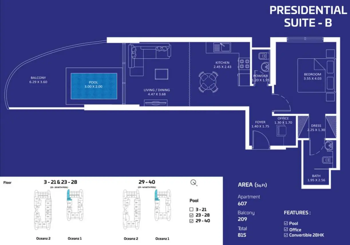 Oceanz by Danube Presidential Suite B floor plan