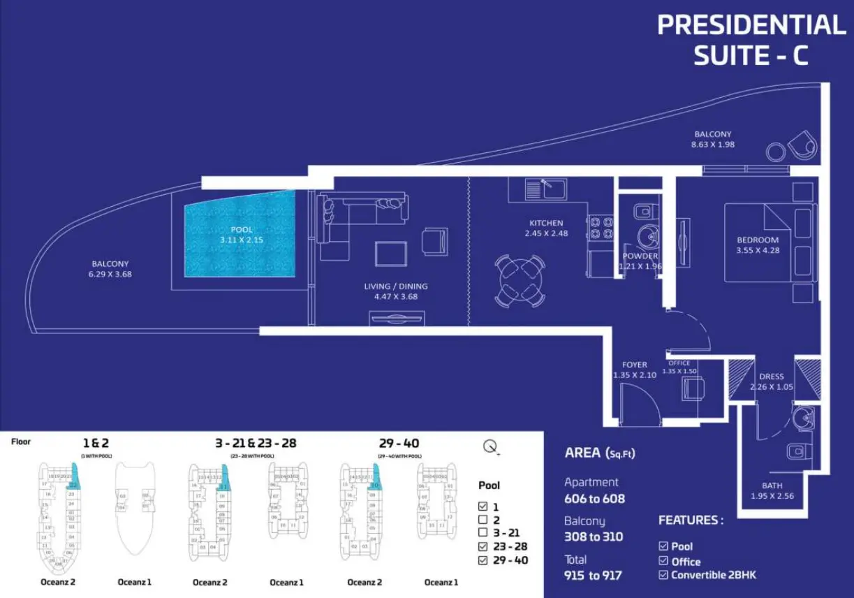 Oceanz by Danube Presidential Suite C floor plan