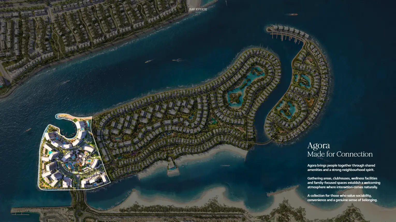 Agora collection at Bay Estate with clubhouses and shared amenities